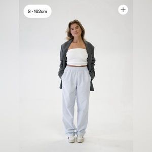 djerf avenue breezy pants blue + white stripe